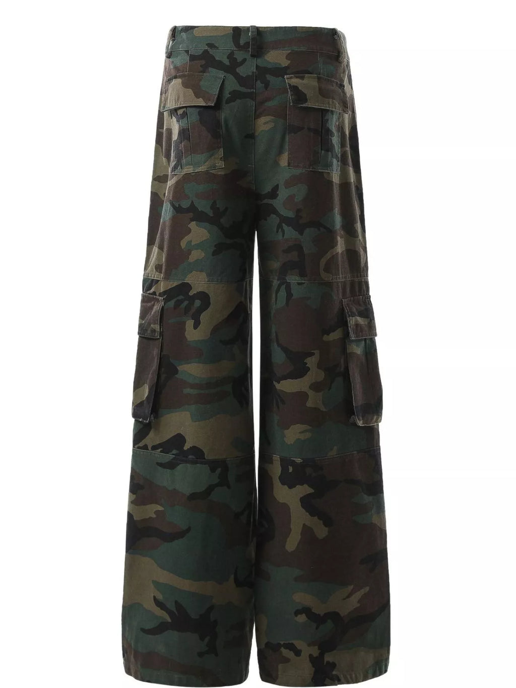 Men's Green Camouflage Men's Camouflage Wide-Leg Cargo Pants - Green Camouflage