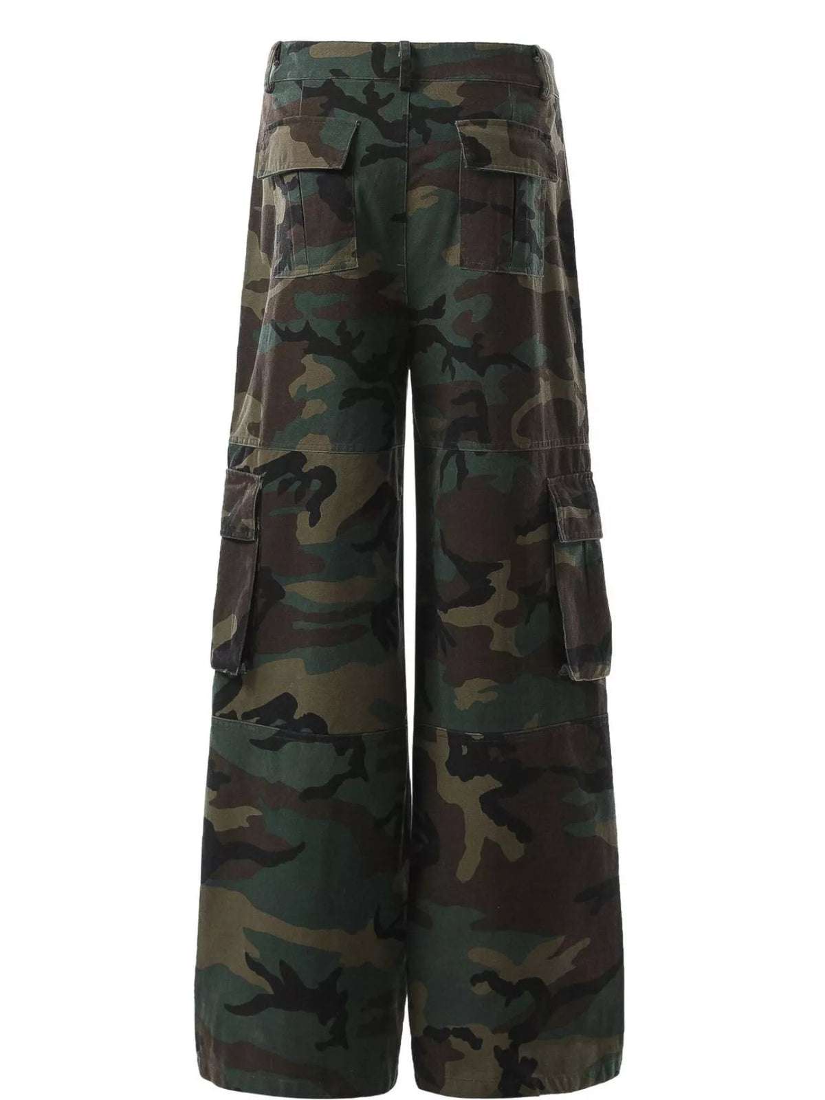 Men's Green Camouflage Men's Camouflage Wide-Leg Cargo Pants - Green Camouflage