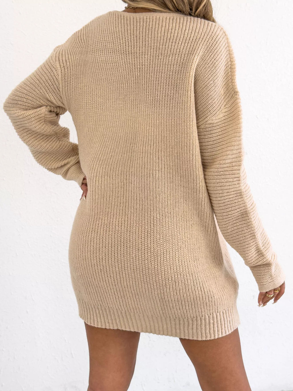 Women's Bow Ribbed Knit Sweater Dress
