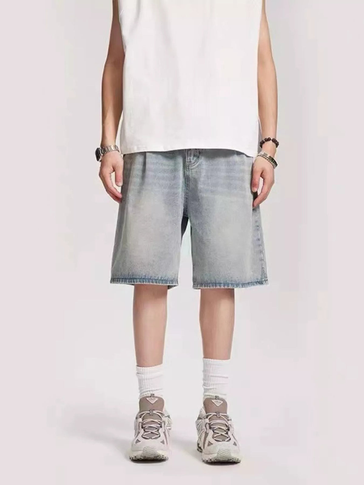 Men's Plus Size Vintage Wash Denim Shorts