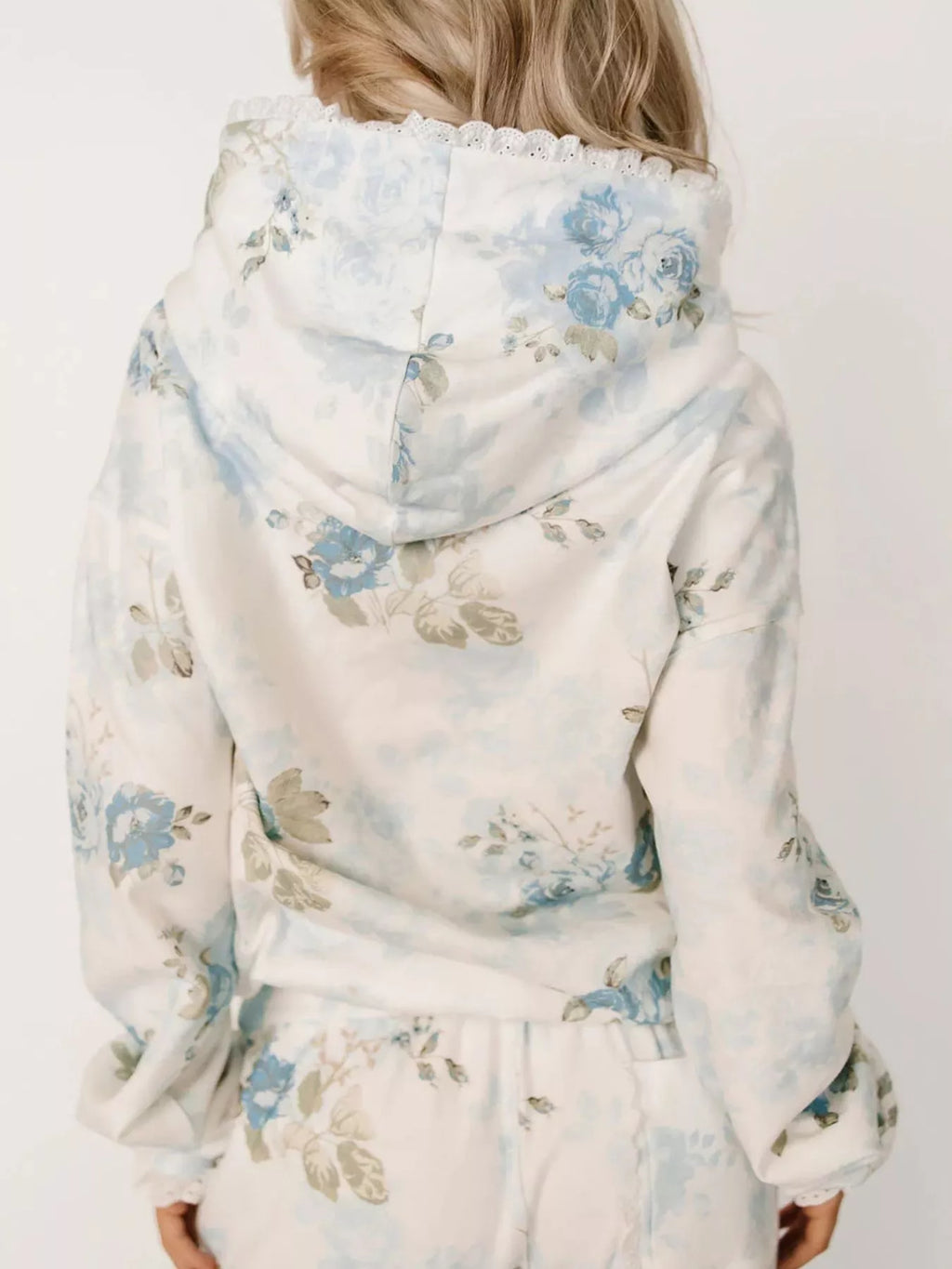 Women's Lace Trim Kangaroo Pocket Hoodie