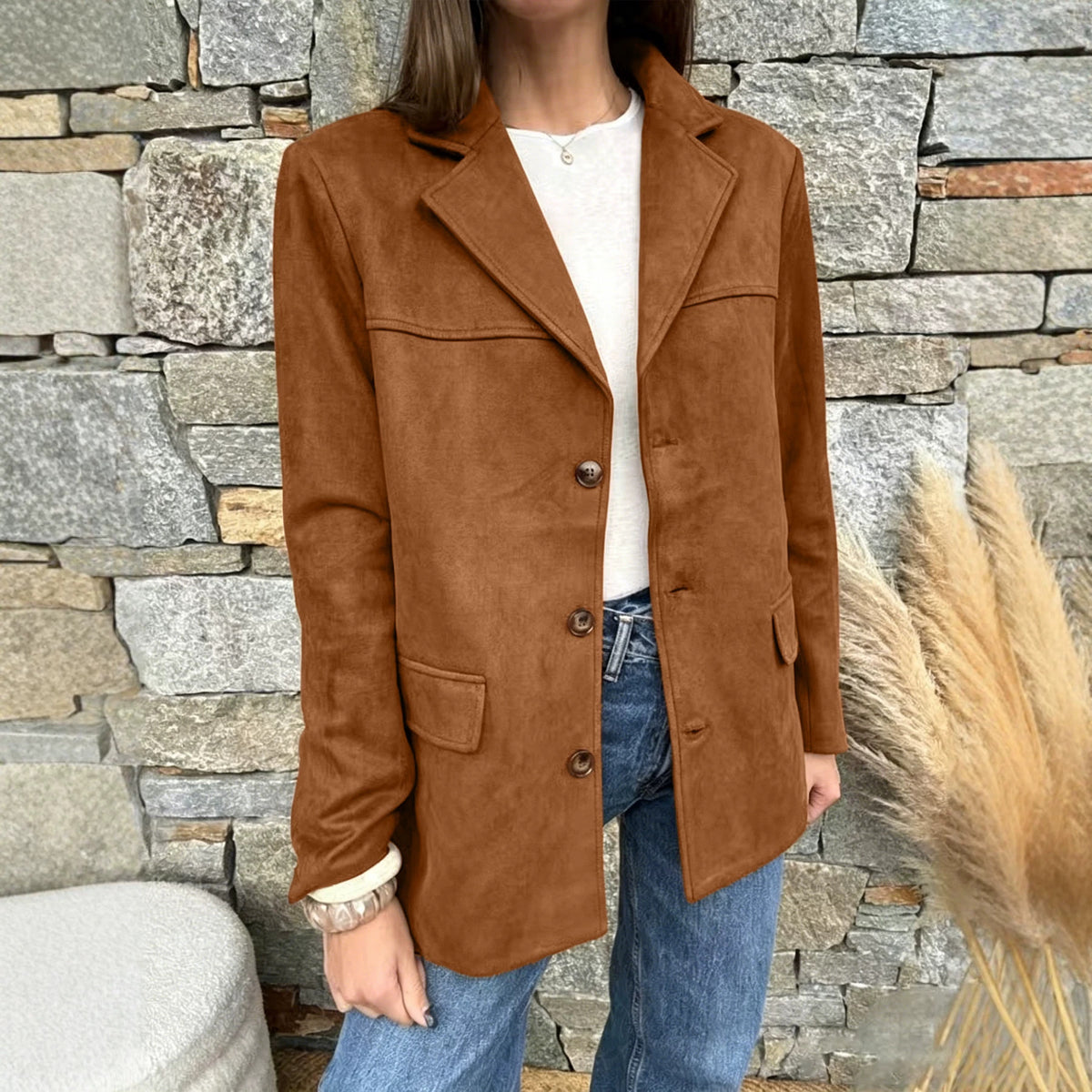 Vintage Brown Suede Jacket For Women
