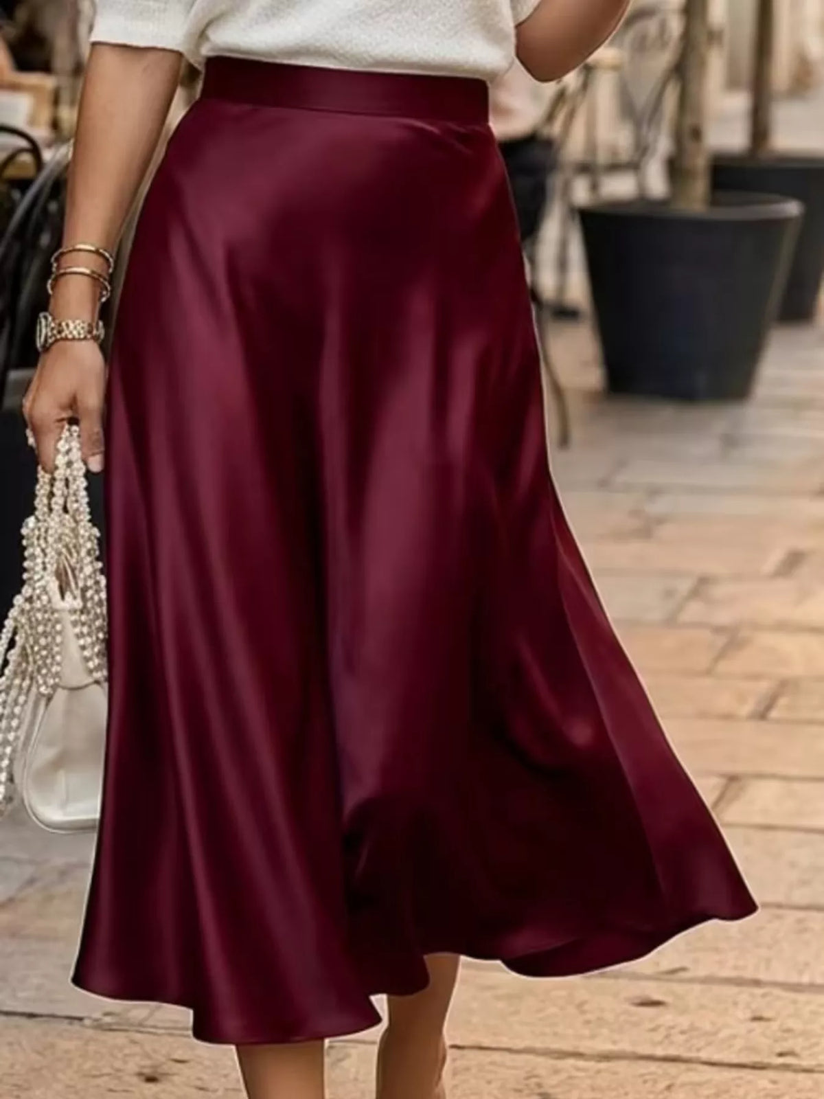 Women's Satin Midi Skirt