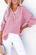 Women's Buttoned Long Sleeve Blouse - Dusty Pink