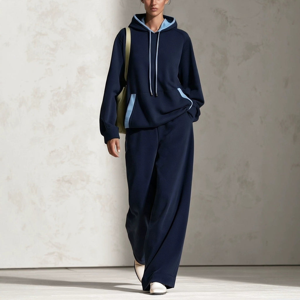 Hooded Sweatshirt And Wide-leg Pants Fashion Set