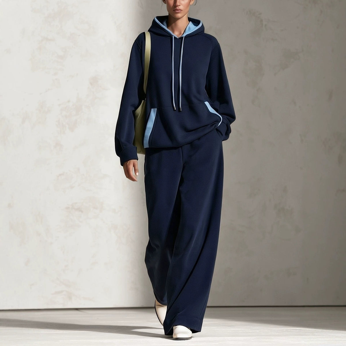 Hooded Sweatshirt And Wide-leg Pants Fashion Set