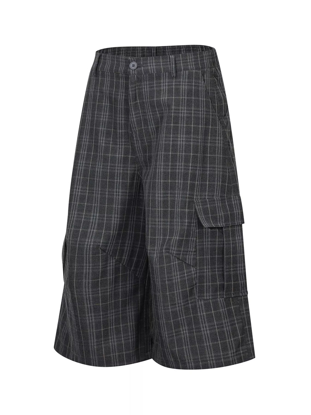 Men's Dark Gray Men's Plaid Wide-Leg Capris - Dark Gray