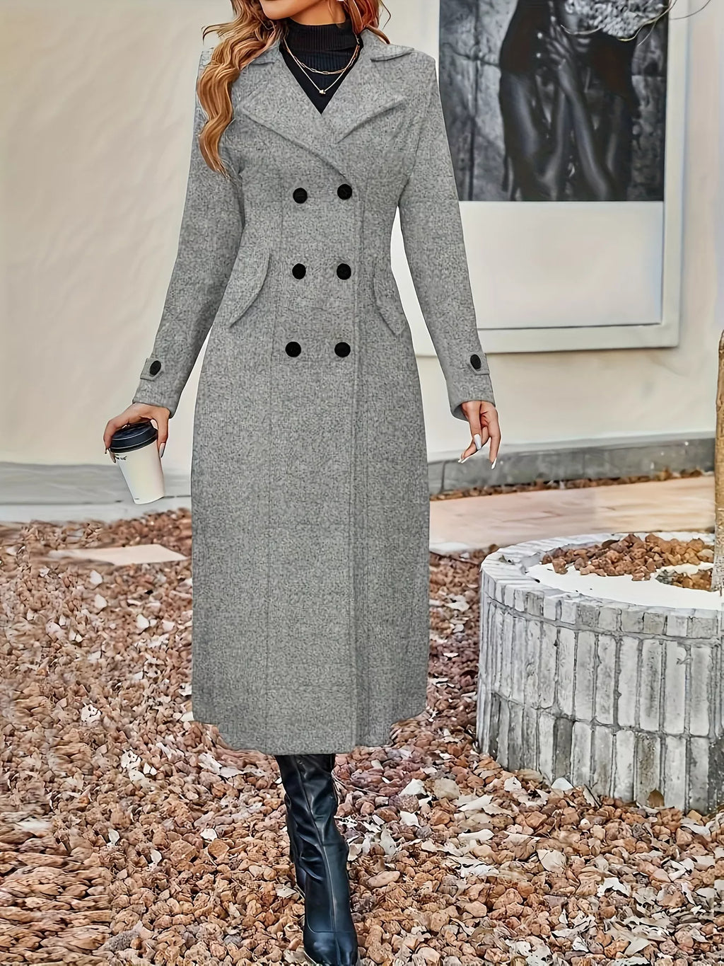 Women's Double-Breasted Longline Coat