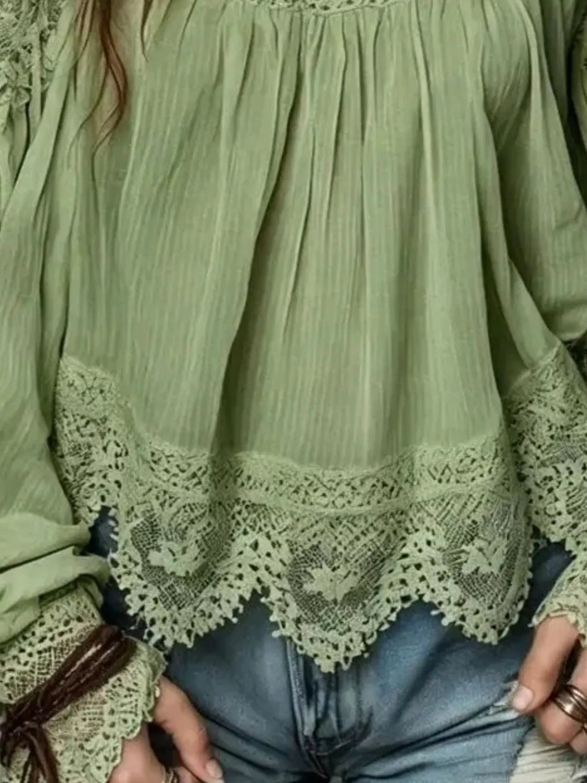 Lace Trim Cold Shoulder Blouse