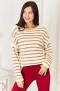 Women's Striped Boat Neck Sweater - Stripe