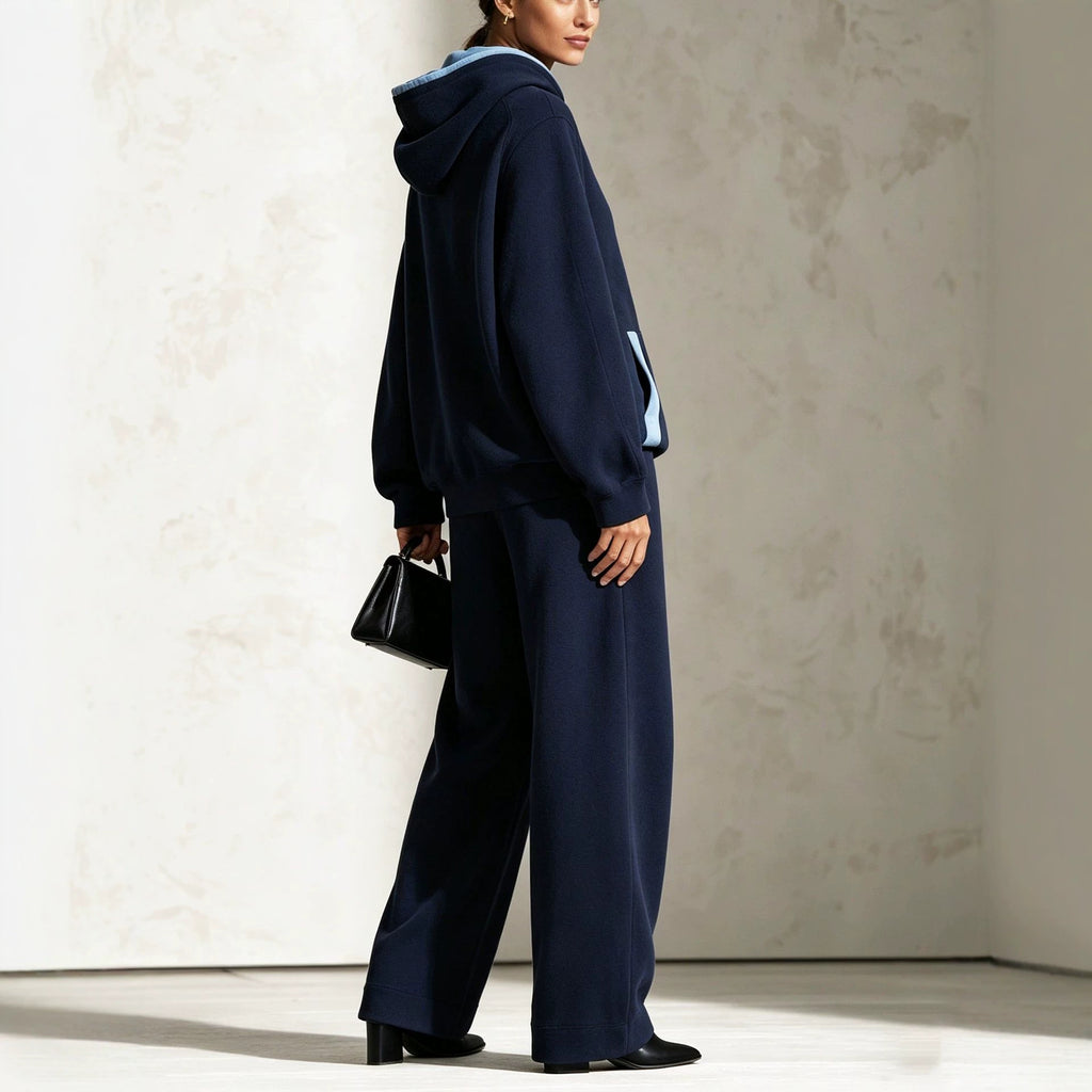 Hooded Sweatshirt And Wide-leg Pants Fashion Set