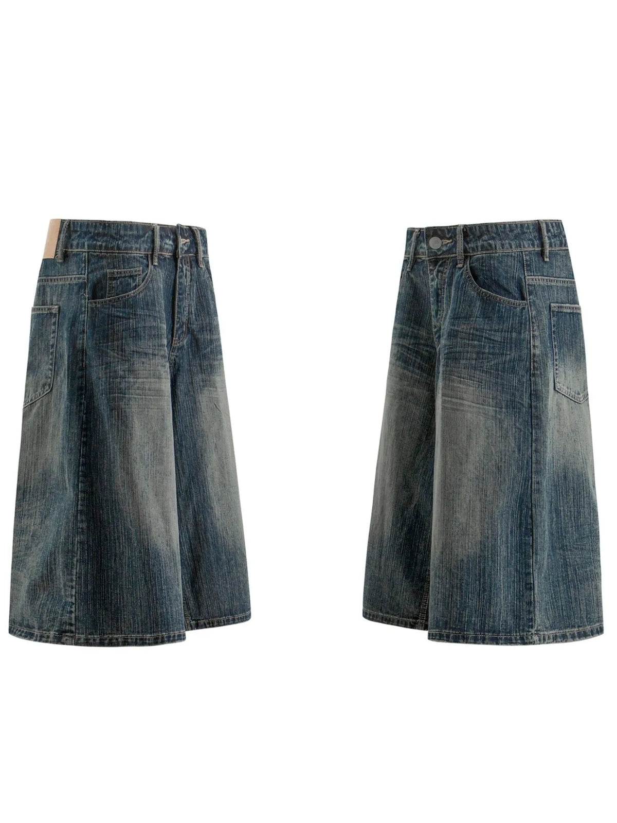 Men's Blue Men's Wide Leg Denim Shorts - Blue