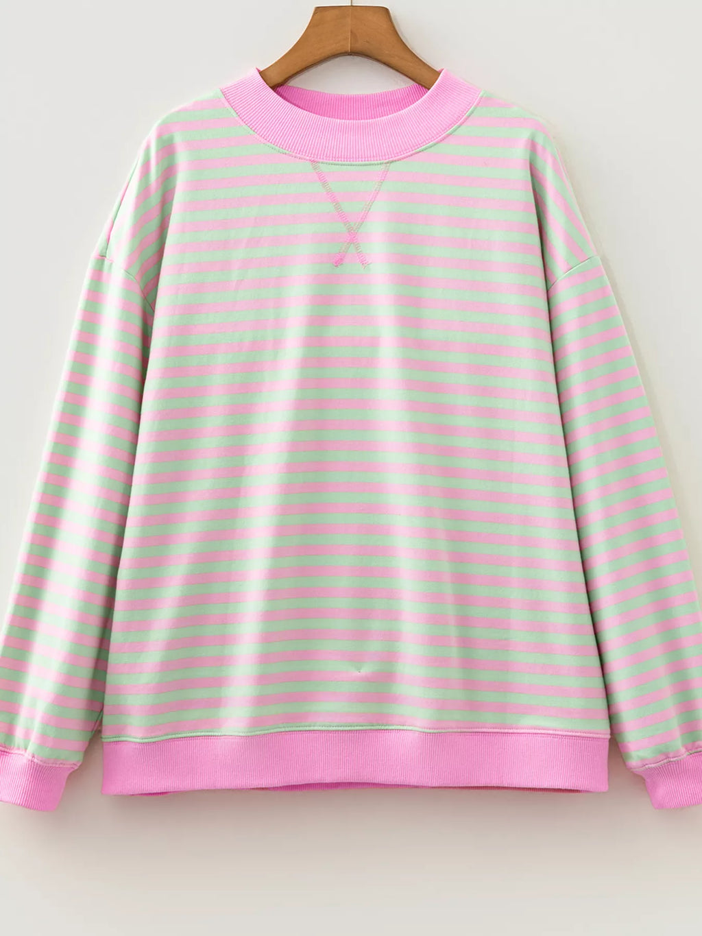 Women's Striped Round Neck Long Sleeve Sweatshirt - Stripe