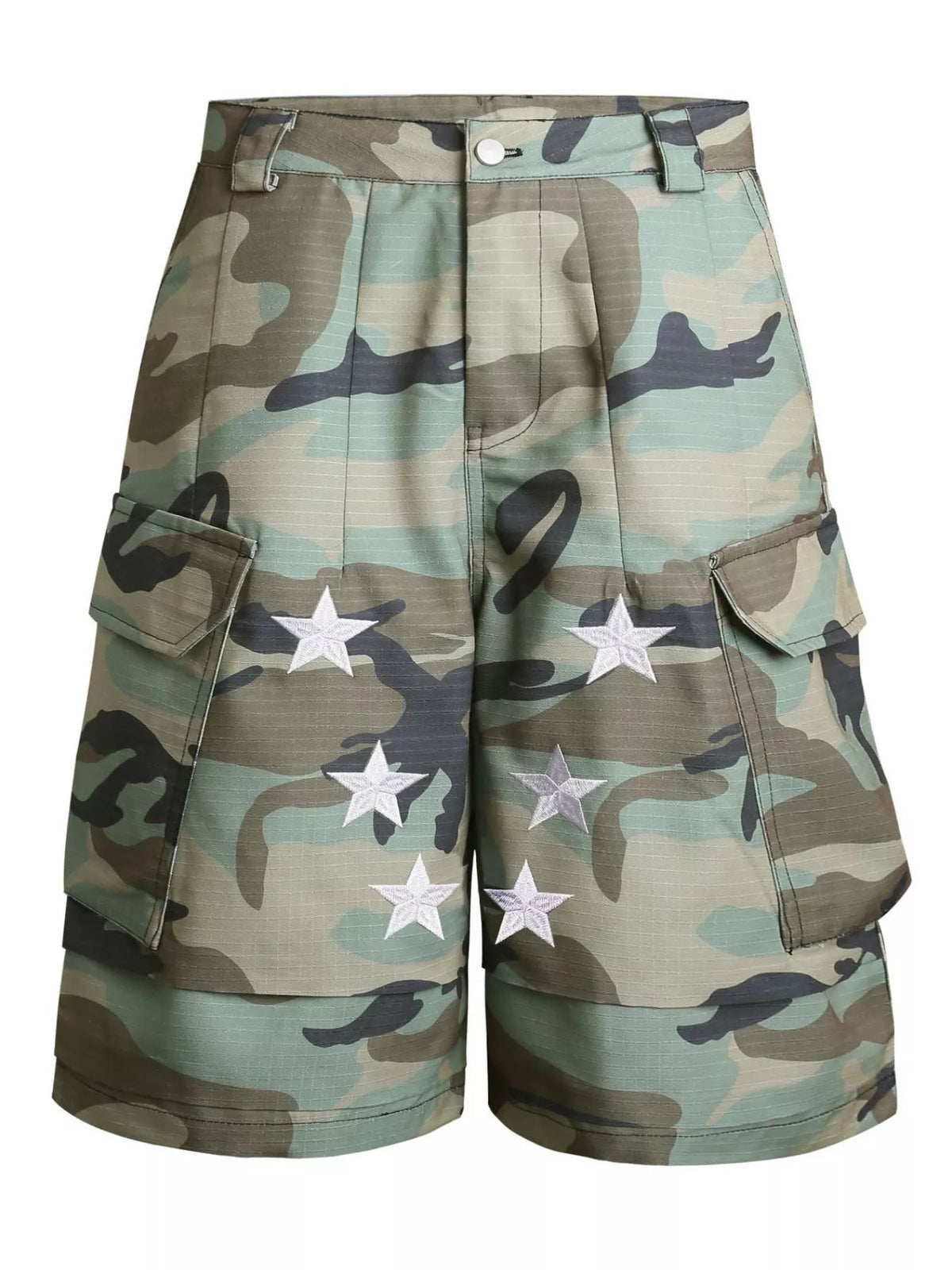 Men's Green Camouflage Men's Star Camouflage Cargo Capris - Green Camouflage